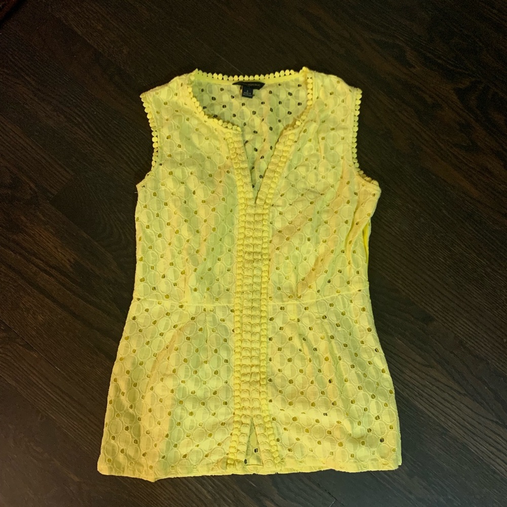 Banana Republic Yellow Lace Peplum Top